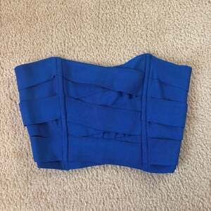WOW Couture Royal Blue Bandage Strapless Crop Top